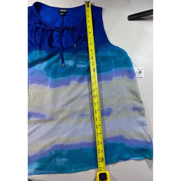 I.N.C. Womens Blue Multicolor Sleeveless Top M FLAWS - Picture 5 of 11